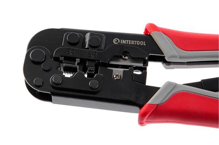 Кліщі для обпресування штекерів Intertool RJ11 (4P) RJ12 (6P) RJ45 (8P) (HT-7052)