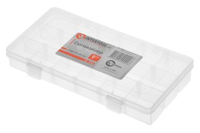 Органайзер Intertool 230 x 125 x 35мм x 9" прозрачный (BX-4000)