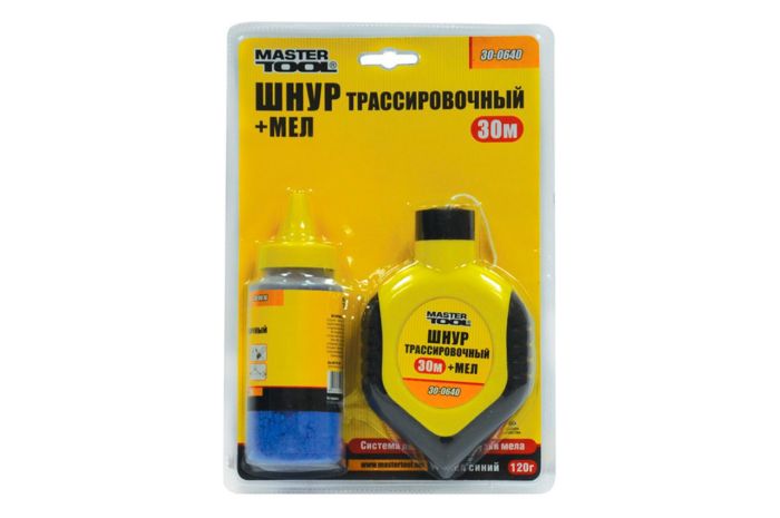 Набор 2-в-1 Mastertool шнур отбивочный мел трассировочный (30-0640)