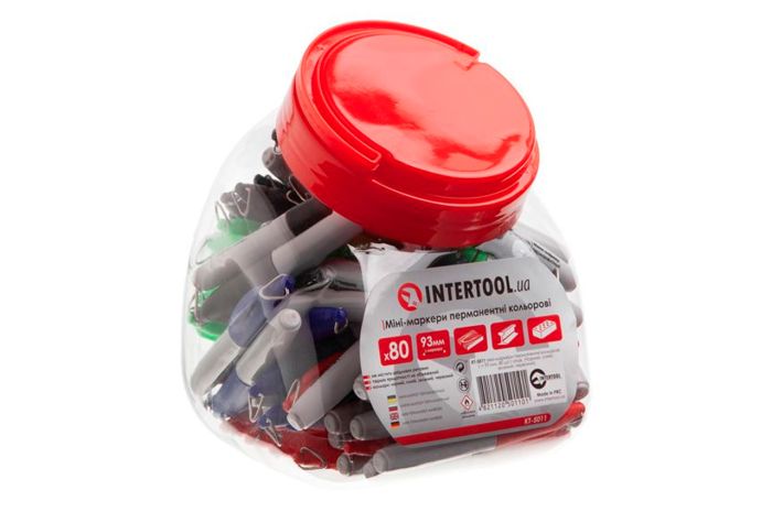 Маркер перманентний Intertool 93 мм ассотрі (80 шт.) (KT-5011)