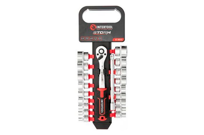 Набір інструменту на планці Intertool 3/8" x 20 од. Storm (ET-8015)