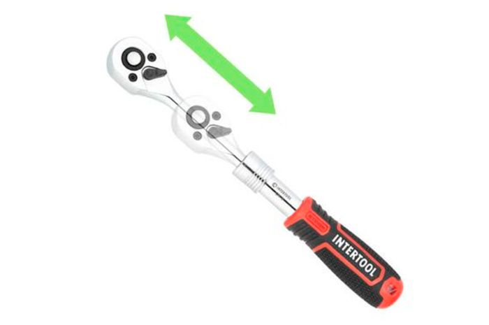 Рукоятка із храповим механізмом Intertool 1/4" x 72T телескопічний Storm (ET-8004)