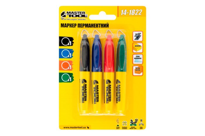 Маркер перманентный Mastertool ассорти (4 шт.) (14-1822)
