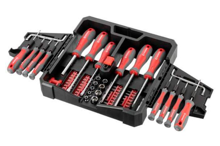 Набор отверток Intertool PH x SL x T с битами и головками 63 ед. (VT-3363)