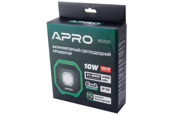 Прожектор аккумуляторный Apro 10 Вт Li-Ion (900520)