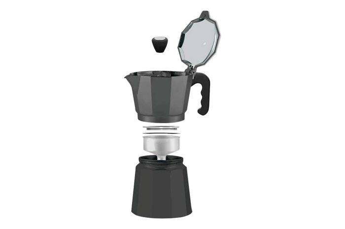 Кавоварка гейзерна алюмінієва Maesrto 150мл чорна (MR-1666-3-BLACK)