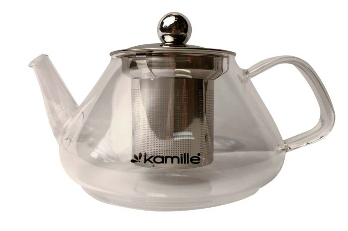 Чайник стеклянный огнеупорный Kamille 700мл с заварником (0782M)