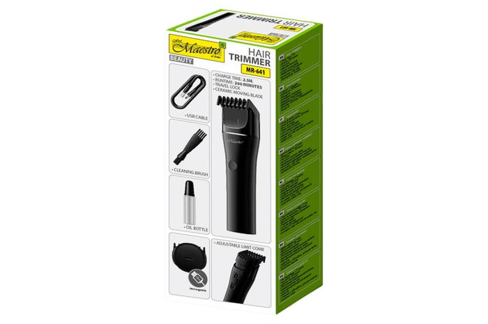 Машинка для стрижки акумуляторна Maestro 1200мАч x 3-21мм (MR-641)