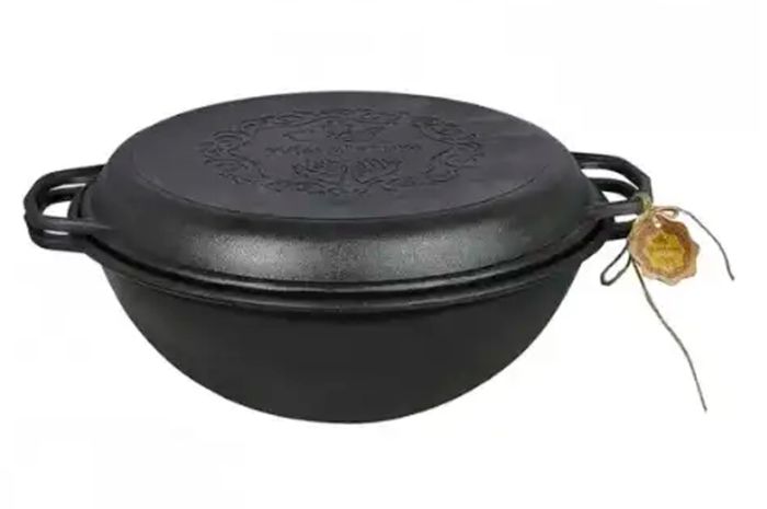 Казан чугунный Мy-dishes 400мм x 12л татарский с крышкой-сковородою гриль (V12CPGr)