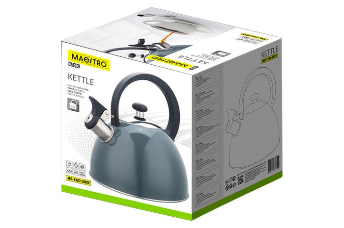 Чайник нержавеющий Maestro 2.5л серый (MR-1302-GREY)
