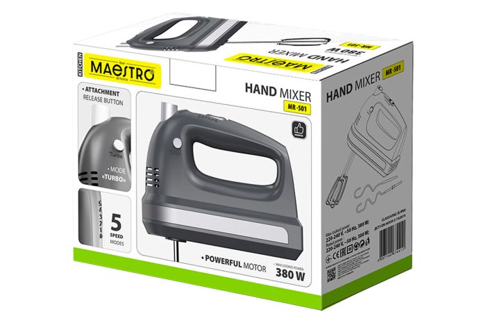 Міксер ручний Maestro 380Вт чорний (MR-501)