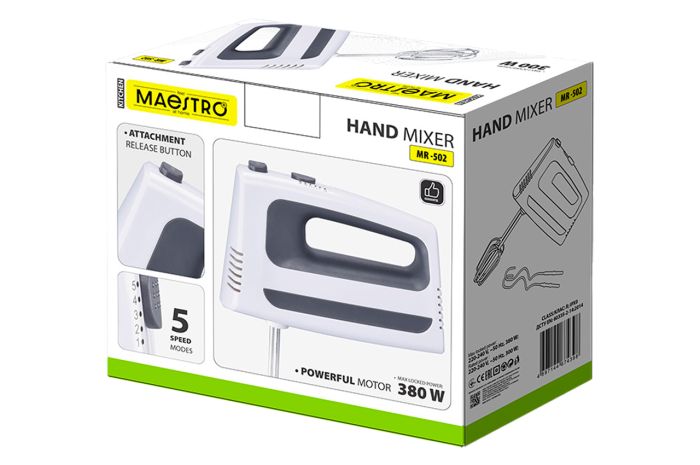 Міксер ручний Maestro 380Вт білий (MR-502)