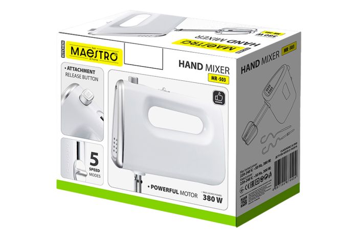 Міксер ручний Maestro 380Вт білий (MR-503)