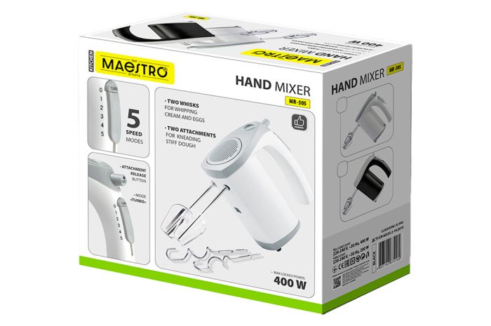 Миксер ручной Maestro 400Вт черный (MR-505-BLACK)