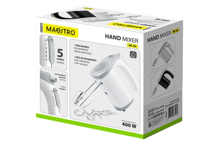 Міксер ручний Maestro 400Вт білий (MR-505-WHITE)