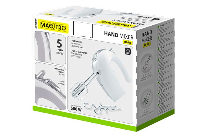 Міксер ручний Maestro 600Вт білий (MR-506)