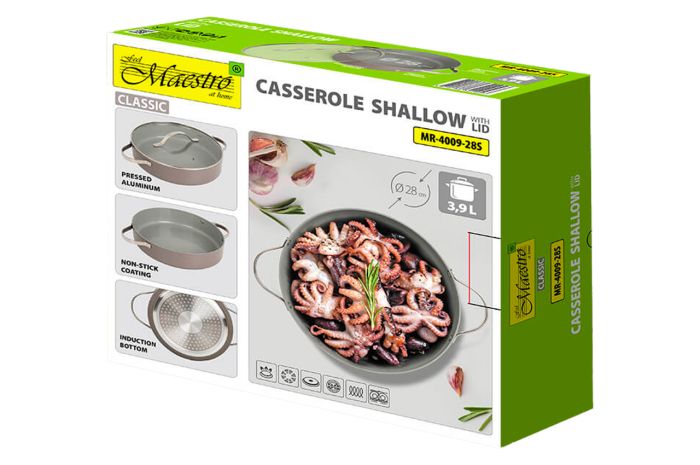 Кастрюля антипригарная Maestro 280мм x 3.9л низкая Ceramic (MR-4009-28S)