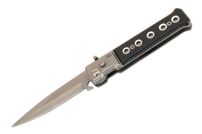 Нож выкидной Stainless 230мм 100+130мм x 110г черный (AT-4263)