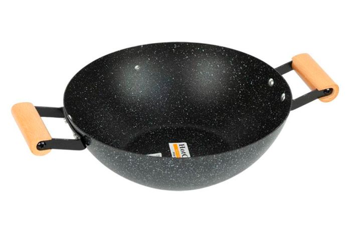 Сковорода WОК с мраморным покрытием и деревянными ручками Hot Chef -ø240мм (122851)