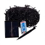 Новорічна гірлянда вулична 100 м 1000 LED із сонячною батареєю 8 режимів роботи чорний провід Біле світло SB1000L100MBW