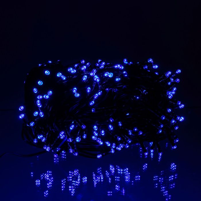 Новорічна гірлянда вулична 100 м 1000 LED із сонячною батареєю 8 режимів роботи чорний провід Синій SB1000L100MBBL