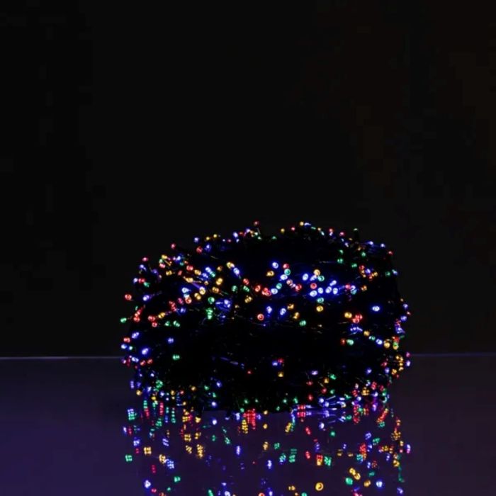 Новорічна гірлянда вулична 30 м 300 LED з сонячною батареєю чорний провід Мультиколор SB300L30MBML