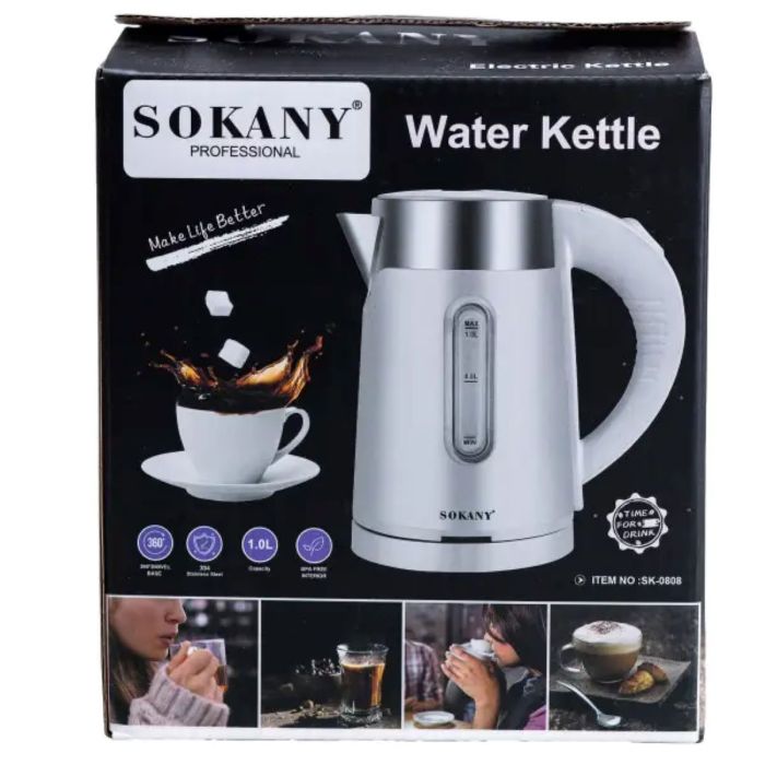 Електрочайник Sokany 1200W Білий SK0808W