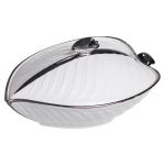 Супниця 800 (мл) порцелянова 26×18×14 (см) з кришкою Білий з сріблом XL-4074AS