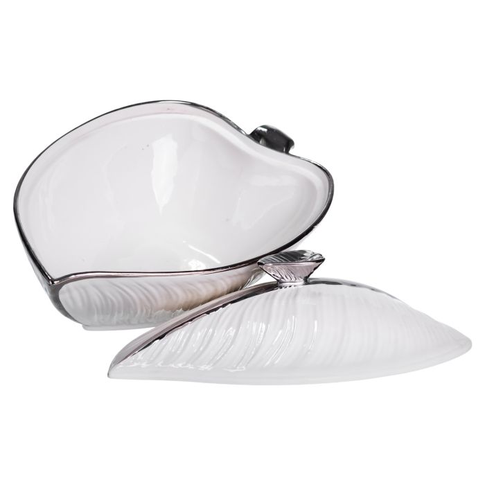 Супниця 800 (мл) порцелянова 26×18×14 (см) з кришкою Білий з сріблом XL-4074AS