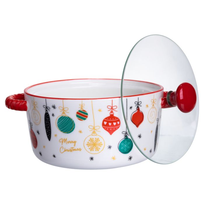 Супниця порцелянова Merry Christmas новорічна  800 (мл) з кришкою Yiwu FM-CS-9B