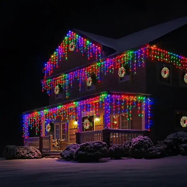 Вулична гірлянда Бахрома 50 м 600 LED білий провід Мультиколор 50MWML