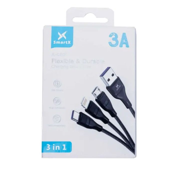 Кабель для заряджання 3-in-1 microUSB/Type-C/Lightning UR521