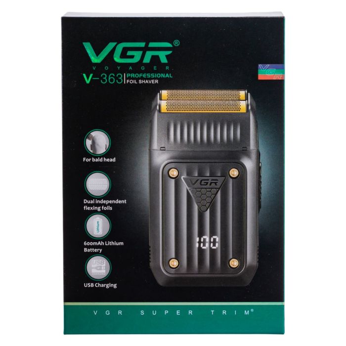 Електробритва чоловіча шейвер з подвійним лезом та LED-дисплеєм VGR HP-V-363